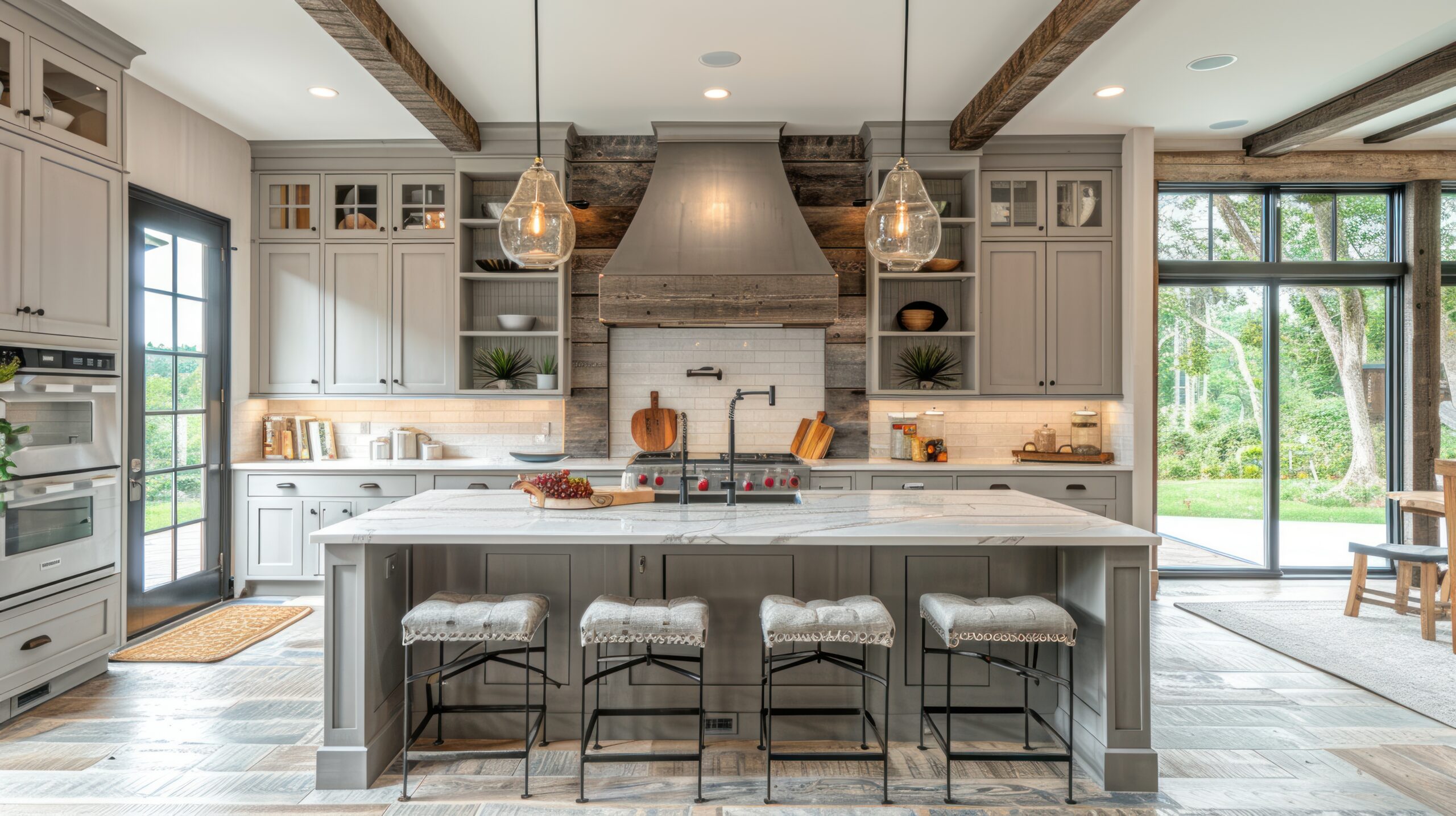 Kitchen remodel with gray cabinetry by Drakon Builders